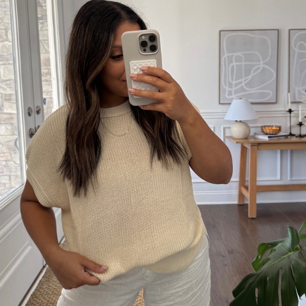 Cane Lightweight Knitted Sweater - BEIGE